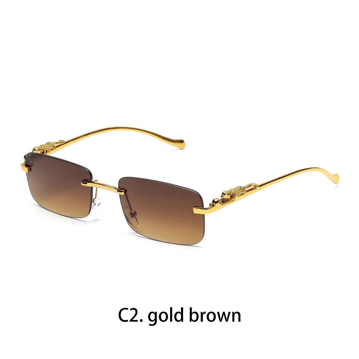 Ruiao rimless sunglasses UV400 fashion square metal glasses for men women designer man's brand sun glasses shades for outdoor